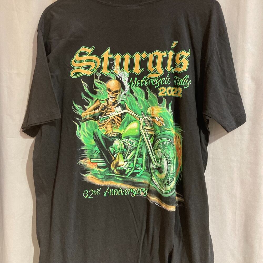 Sturgis 2022 Motorcycle Biker Black Hill Vintage Graphic T Shirt 2XL TR6009